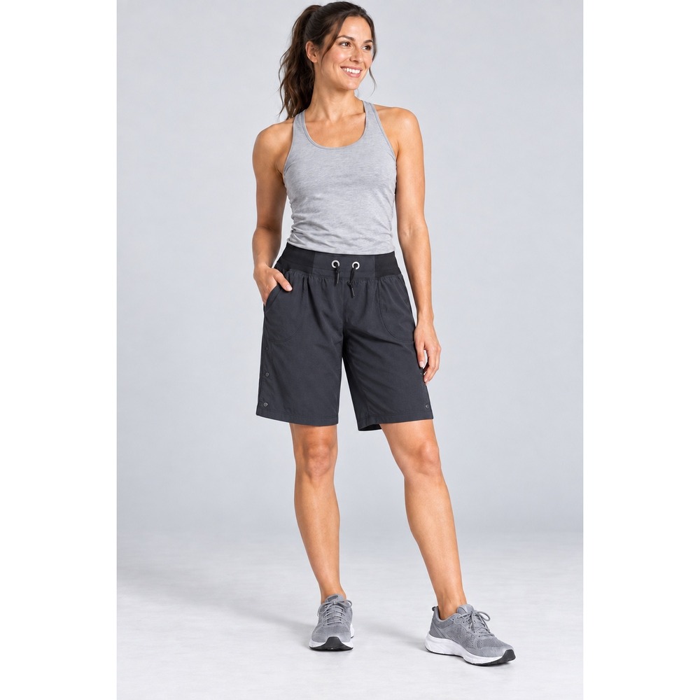 Brooks Womens Running Shorts Dark Gray Charcoal Elastic Waist Pockets Medium